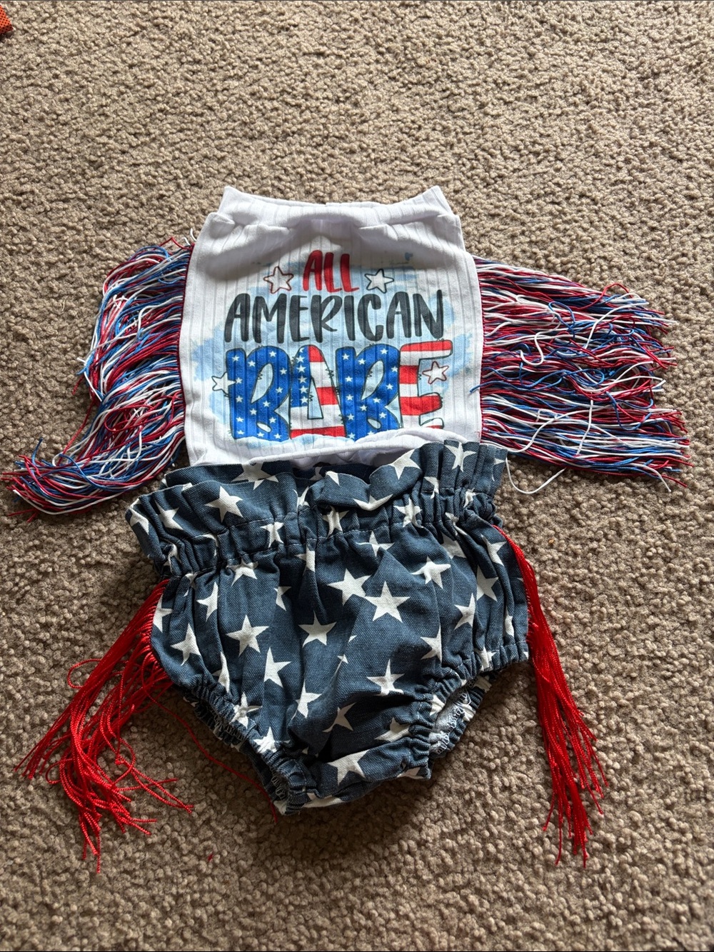 B41 Small Shop 4t All American Babe Kids Patriotic Fringe Set - Blue/Red/White